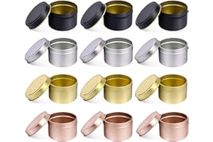 NRANSON Fabrication de bougies Bocaux avec Couvercles, 12 PCS 5 OZ Décoratif Rond En Métal Bougie Boîtes En Vrac, réutilisable Conteneurs Bougie pour le DIY Fabrication De Bougies, Party Favor (12,5OZ)