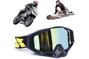 Yoihuqi Gafas Esquí, Gafas Moto Polvo, Gafas Snowboard Espejo, Dirt Bike Off-Road Goggles, Prueba Viento a Prueba de Polvo Gafas, para Bicicletas Montaña, Esquís o Cascos Abiertos