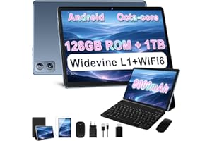 Dghrti 2025 Tablette Tactile 10 Pouces Android Tablet, 22Go+128Go ROM/TF 1TB, 8000mAh, UFS 2.1 Flash, Octa-Core 2.0GHz, WiFi 5G+2.4G, BT5.0, 8MP+5MP, Widevine L1, avec Clavier Souris - Gris