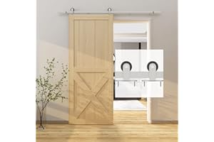 BARNSMITH Satin Nickel Sliding Barn Door Track Kit Ceiling Mount Steel Small Roller Hanger Closet Door Kit, 6.6FT/200CM