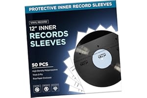TNP PRODUCTS TNP 50 Vinyl Inner Sleeves Album Cover - Thick 3-Ply Vinyl Record Inner Sleeves 12 Inch for LP Storage Collection - Protective, Acid Free, Anti Static Record Sleeve Clear Cover with Rice Paper Inside