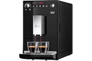 Melitta Purista F230-102 - Cafetera superautomática compacta con molinillo silencioso, máquina de café con sistema de extracción de aroma, intensidad del café regulable y limpieza automática, negro