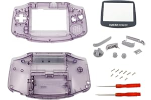 THE TECH DOCTOR Boîtier de remplacement Gameboy Advance complet pour Nintendo Gameboy Advance - Kit de réparation professionnel avec outils (violet transparent)