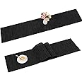 SHACOS Table Runner Black Washable Table Runner Roll Woven Vinyl Table Runner Heat Resistant Waterproof Table Ribbon PVC Dining Table Runner for Kitchen Party Home Restaurant, 30 x 140 cm