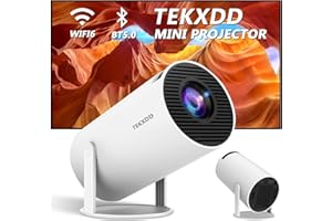 Mini Projecteur 4K,TEKXDD Videoprojecteur 200 ANSI avec WiFi 6,Retroprojecteur 4k Retournement à 180°,BT 5.0,130 Pouces,Vidéo Projecteur Portable Correction Trapézoïdale Horizontale,Auto Keystone