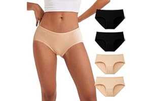 INNERSY Majtki damskie, bawełniane, miękkie majtki, średnia talia, bielizna hipsterska, 4 sztuki
