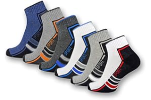 Sneaker Socken Quarter Sportsocken Herren & Damen (6 oder 12 Paar) Gepolstert mit Frotteesohle - Atmungsaktive Baumwolle