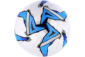 HENBRANDT Stitched Football in 6 Designs – Blue, Red, Yellow or White Contrast Decoration - Size 5 Standard Durable All-Weather Sports Ball for Training, Kickabouts and Playground Games