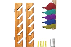 TAIYANYU Wooden Lot de 2 étagères murales pour casquettes de baseball en bois pour casquettes de baseball, organiseur mural, étagères verticales pour l'entrée de la chambre à coucher
