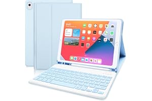 ‎ZABATOCO Zabatoco Hülle mit Tastatur für iPad 10.2" 9. Generation 2021, 8. 2020, 7. 2019, Magnetische Bluetooth Tastatur mit Schutzhülle, Abnehmbares Wireless Smart Keyboard für iPad Air 3, iPad Pro, Blau