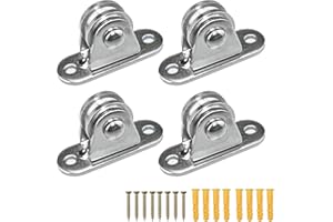 YCFISH 4 Pcs Pulley Wheel, Pulley Block Silent Pulley Wheel, Stainless Steel Wall Mounted Pulley Ball Bearing Pulleys for Handling And Moving Sliding Wire Rope(8 yellow expansion tube with screws)
