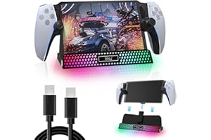 ARIKROII Base de Carga para PS Portal Remote Player, Cargador Magnético Tipo C para PS Portal, Soporte de Carga Portátil con Luces RGB, Soporte Extraíble Acessorios para PlayStation Portal (Negro)