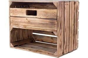 VINTAGE MÖBEL 24 GMBH Großes Vintage Holzregal mit fünf Fächern, Holzkiste neu, 50x40x30cm (Gef Regalkiste + Schublade)