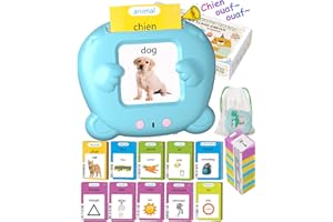 WINNROK Cartes éducatives pour Jouet Jeux Enfant 2 Ans, Cartes Parlantes Montessori Français, Carte Flash Parlante, Jouets éducatifs, Jeunes Enfants de 1 à 6 pour écouter et Apprendre 224 Mots Bleu