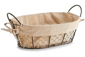 Zeller 18091 Cestino per il Pane "Countrystyle", con Maniglie, Metallo, Beige, 30x21x11 cm
