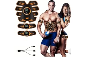WUGEIN EMS Electrostimulateur Musculaire Abdominale,8 Modes et 19 Intensités,Soutien du Développement Musculaire,Rechargeable par USB,EMS Stimulateur Appareil LCD Display,pour Abdos/Bras/Jambes/Fesses