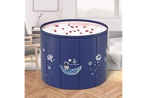 KELIXU Portable Bathtub Foldable Bathing Tub for Adult, Hot & Ice Folding Bath Tub Without Installation, Freestanding Soaking Tub Keep Temperature for Home/Shower Stall/SPA, Φ 80cm x 65cm H, Blue