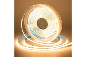 Gingsow Taśma LED COB Ciepłe białe 2700K,5m DC24V taśma LED COB,elastyczna taśma LED CRI90+ COB LED taśmy do projektowania oświetlenia DIY kuchnia sypialnia