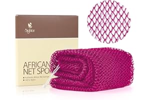 SIGHTOR African Net Sponge Authentic - Nylon Exfoliating Body Scrubber Bath Sponge 4 Layers Thickened - Real Body Exfoliator Bath Net, Bathing Accessories (Burgundy)