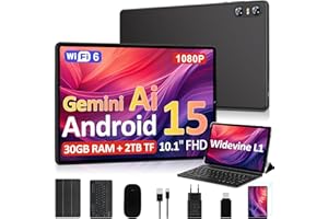 BIEGEDY 2026 Neueste Tablet 10 Zoll Android 15 mit Gemini AI, 30GB RAM + 2TB TF, Octa-Core 2.0GHz, Widevine L1 FHD IPS, 5G/2.4G WLAN, GMS, BT 5.0, 6000mAh, 8+5MP, Tablet mit Tastatur und Maus - Schwarz