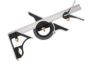 TINGJS Kombinationswinkel Edelstahl Kombination Square Verstellbare mit Wasserwaage und Anreissnadel für 0-180 Grad Anwendungen 300 mm/12 Zoll