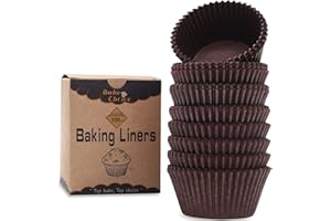 BAKE CHOICE Caissette Muffins Papier,200 pièces Standard,Brun Moule Muffins Papier,Parchemin Résistant à la Graisse,Pour Fêtes & Anniversaires & Mariages & Pâtisserie,Dimensions Standard