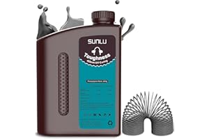 SUNLU High Toughness 3D Printer Resin 2KG, Enhanced Flexible 3D Printing Photopolymer Resin, 405nm UV Fast Curing 3D Resin for LCD DLP SLA Resin 3D Printers, Bendable and not Brittle, 2000g Dark gray