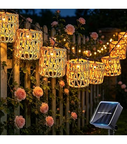 10er-Set LED-Solar-Lichterkette 3,6m – Wetterfest, IP44, Papierseil-Design Für Garten & Balkon – Solarbetriebene