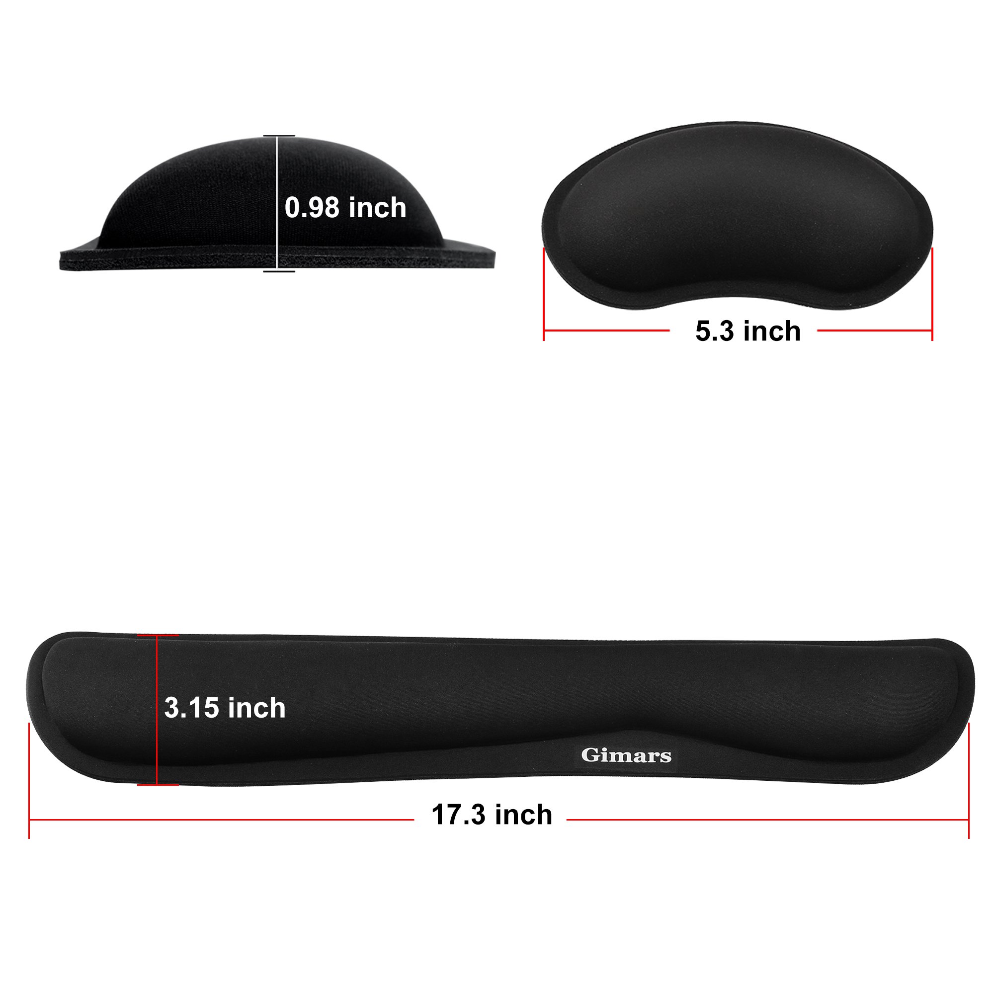 Gimars Cuscini Poggiapolsi Per Mouse e Tastiera Sollievo dal dolore/Mouse pad Antiscivolo Durevole e Comodo/Lycra… - immagine 6