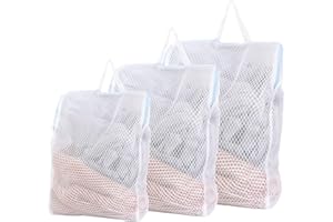 SZTQQING 3 Sacchetti lavatrice biancheria da viaggio con manici per la biancheria riutilizzabili per biancheria intima sensibile maglioni (rosa, blu) (blu)