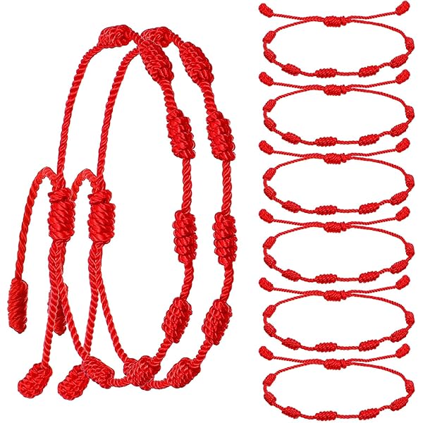 LA RANA ARANA Bracelet Avec Sept Nœuds Rouges Pour Bébés Et Enfants - Contre Le Mauvais œil - Fil Rouge Protection énergie Négative - Amulette Porte- Bonheur - Petite Taille, Desde 8 Cm
