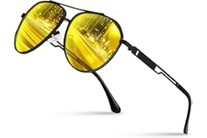 WRIMEN Night Driving Glasses-Anti Glare-HD Night Vision Glasses for Driving-Al-Mg Metal Frame- Polarised Lens-Glare Reducing Night time Driving Glasses for Men & Women-Style For Driving,Fishing,Skiing