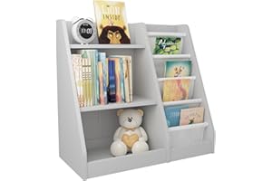 Hironpal Kids Bookcase Children Bookshelf, Baby Storage Book Rack Book and Toy Organizer Cabinet, Toddler Bookshelf for Playroom, Bedroom, Toddler Room, Nursery,Classroom (Gray,Small)