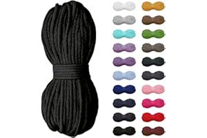 SLANTASTOFFE 5m Baumwollkordel 5mm, Kordel, Schnur, Turnbeutel, 21 Farben (Schwarz)
