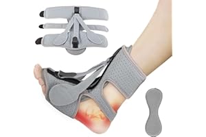 WAKERUG Plantar Fasciitis Night Splints, Ankle Brace for Plantar Fasciitis Treatment Pain Relief, Adjustable Foot Drop Night Splint for Heel Achilles Tendonitis Pain Relief for Men Women, Grey