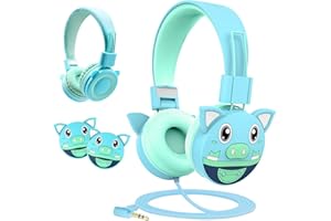 puersit Kopfhörer Kinder,Kabel Kopfhörer für Mädchen, Kinderkopfhörer mit 85dB Lautstärkebegrenzung,Faltbare Verstellbare Over Ear Kopfhörer für Online Lernen,kompatibel mit Mobiltelefonen,PC