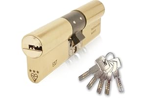 IRONWORX® Spectre Brass 45mm (Internal) / 45mm (External) (90mm) Maximum-Security Police Approved TS007 BSI 3 Star Double Euro Cylinder Lock (Key Both Sides), Includes 5X Keys