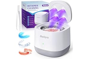 ‎ROLIPO Rolipo GT01 Ultraschallreinigungsgerät Zahnschiene 320ML,45000Hz Retainer Cleaner mit 4 U-V Lampe,Ultrasonic Cleaner für Zahnbürstenkopf, Zahnersatz, Retainer, Aligner, Prothesen, Schmuck