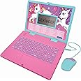 LEXIBOOK JC598UNIi1 Unicorn Educational and Bilingual Laptop French/English-Toy for Children with 124 Activities to Learn Mathematics, Dactylography, Logic, Clock Reading, Play Games and Music, Pink