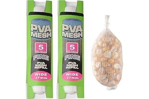 MODLOAN PVA Bags Mesh Carp Fishing,2 Pieces Fishing Mesh Bait Bags Quick Water Soluble for Carp Fishing Accessories (37mm * 5 m)