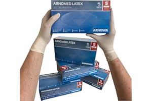 Rękawice lateksowe bez talku rękawiczki jednorazowe rozmiar S od ARNOMED 100 sztuk/pudełko w rozmiarze XS S M L XL