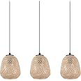 Suspension Luminaire EGLO Blackcrown - Lustre Vintage 3 Lampes En Bois Clair Et Acier, Pour Salle à Manger Ou Salon (70 Cm, Douille E27)