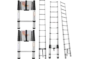 VICKYHOME 5M/16.4FT Multi Tool Telescopic Ladder, Loft Ladder Ladders Extendable Step Ladder Attic Ladders with Adjustable Step & Rubber Feet, Max Load 150kg, EN131