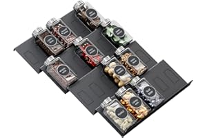 Fiambrera Gewürz Organizer Schublade, Gewürzregal Schublade Einstellbare Breite Gewürzhalter, Gewürze Organizer von 29,5cm bis 59cm(4 Stück)