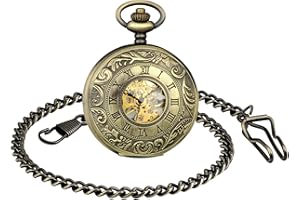 SUPBRO Damen Herren Taschenuhr Edelstahl Mechanische Kettenuhr Uhr Automatik Pocket Watch mit Halskette Pullover Kette Analog