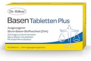 ‎DR BÖHM Dr. Böhm Basen Tabletten Plus: Säure-Basen-Balance mit Magnesium, Kalium und Calcium sowie Zink, Selen und OPC, 60 Tabletten