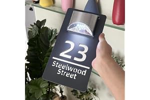 Personligt husnummer lampa exteriör solhus nummer skylt 3D akryl laserskärning gatunamn dörr solskylt (18 x 32 cm, grå