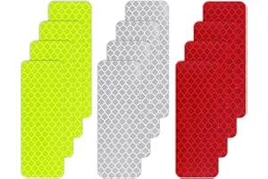 Quilax 12 Stück Reflektorband Selbstklebend,Wasserdicht Reflektoren Aufkleber,Reflektorband für Fahrrad,Reflektierende Aufkleber für Fahrrad,Rucksack,Motorrad,Roller,Helme(3 x 8 cm)