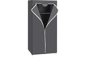 ‎SONGMICS SONGMICS Szafa z materiału, szafa na ubrania, składana szafa z drążkiem na ubrania, stojak na ubrania, przechowywanie toreb, zabawek, butów, sypialni, garderoby, 75 x 45 x 160 cm, szara RYG83GY