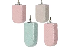 xolear 4 stycken fågelsittpinne av mineralsten, naturlig tuggpinne med glass-på-pinne-design med halkfri yta som tillbehör till fågelbur för näbb- och klövård, leksak